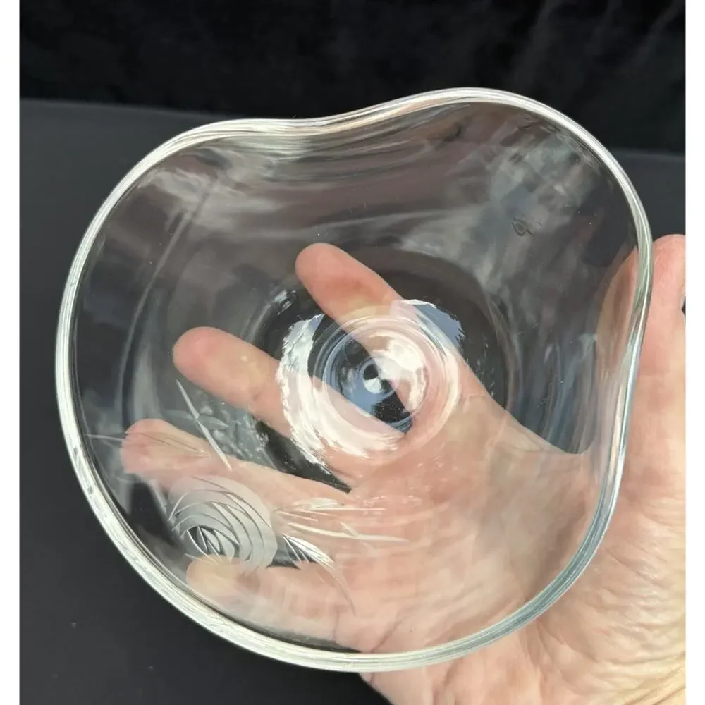 Vintage Fostoria Clear Glass “Rose” Pattern Mayonnaise Bowl -C13